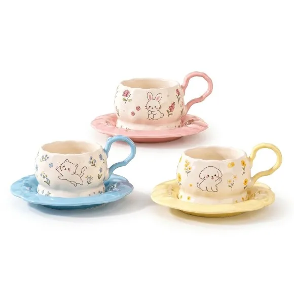 Cute Animal Ceramic Cup and Saucer