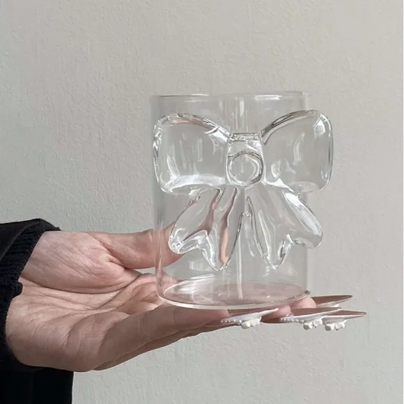 Cute Bow Glasses Cup Clear Crystal Cup 1-Pcs