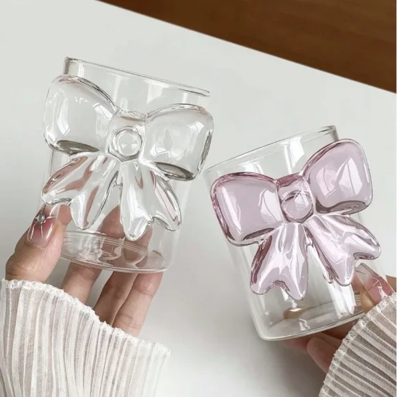 Cute Bow Glasses Cup Clear Crystal Cup 1-Pcs