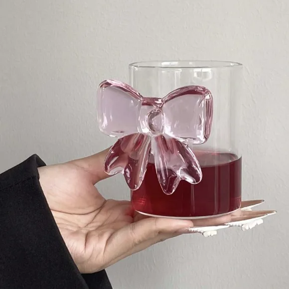 Cute Bow Glasses Cup Clear Crystal Cup 1-Pcs