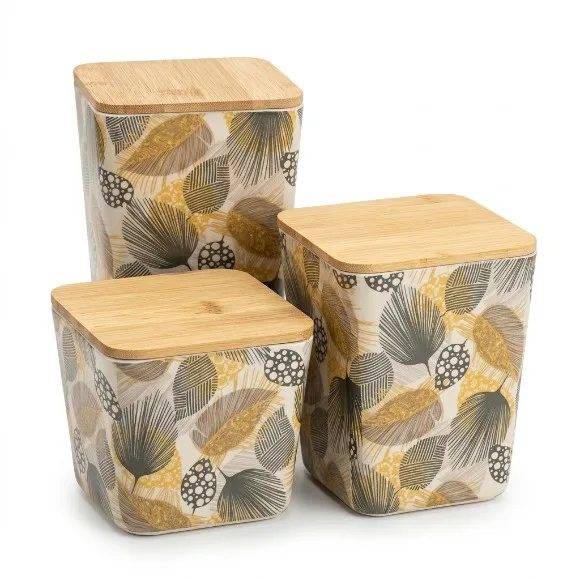 Elegance and Nature Bamboo Fiber Melamine Jar with Lid