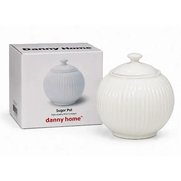 Danny Home White Porcelain Sugar Bowl with Lid - 350 ml