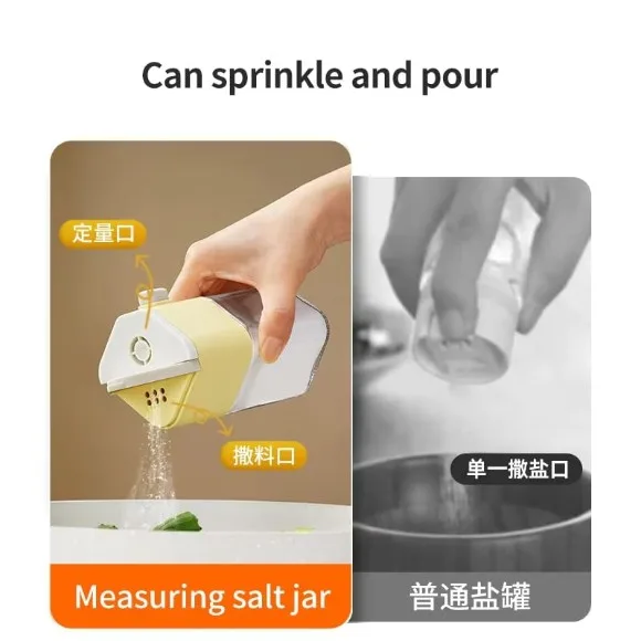 Dual-Purpose Salt Shaker with Measuring & Sprinkle Modes
