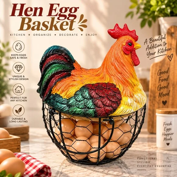 Chicken Egg Basket Gold Wire Egg Baskets with Lid Farmhouse Style Egg Storage Container 
