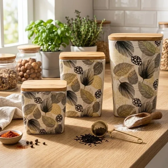 Elegance and Nature Bamboo Fiber Melamine Jar with Lid