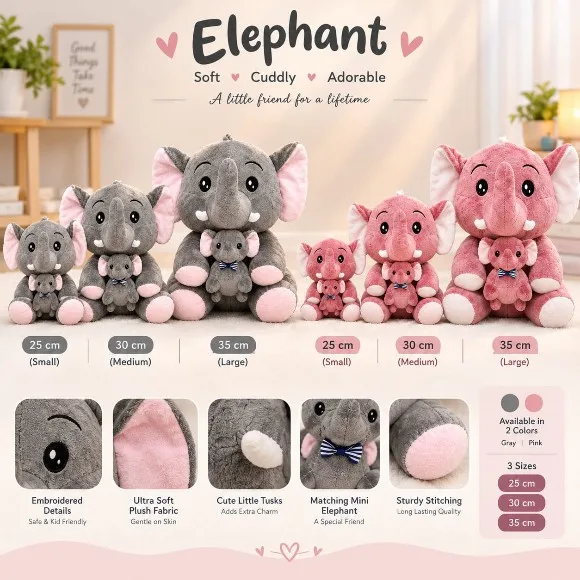 Elephant with Baby Elephant Soft Toy