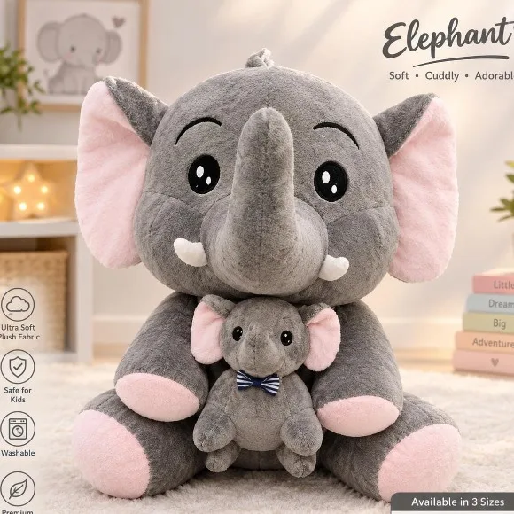 Elephant with Baby Elephant Soft Toy