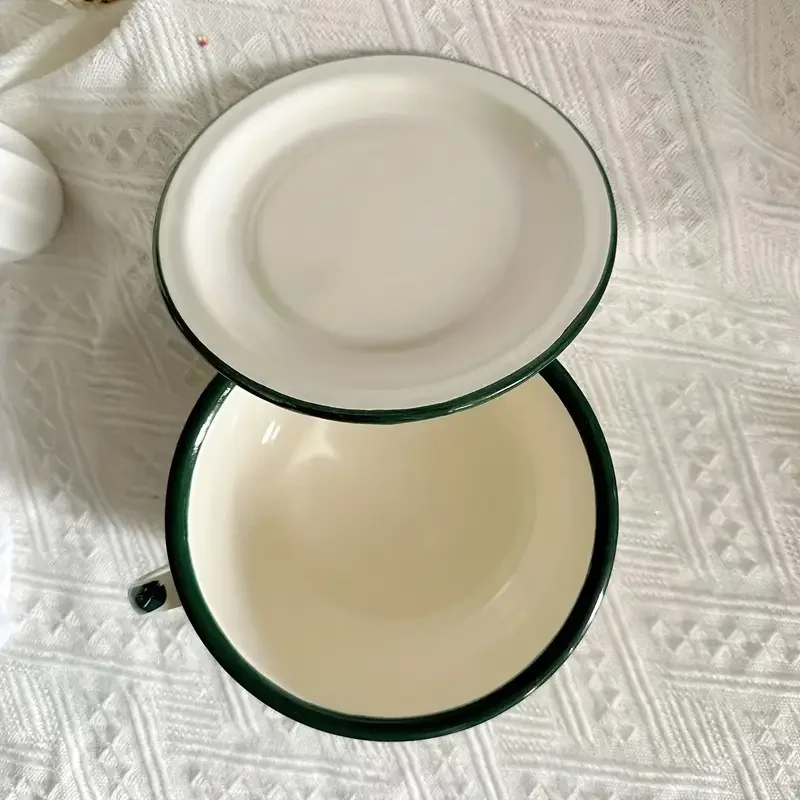 bowl with lid set durable retro enamelware bowls for soup noodles salad microwave safe round bowls for christmas halloween easter hanukkah thanksgiving 1 piece details 5
