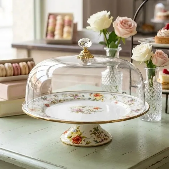 Enamel Cake Plate With Lid - 30CM