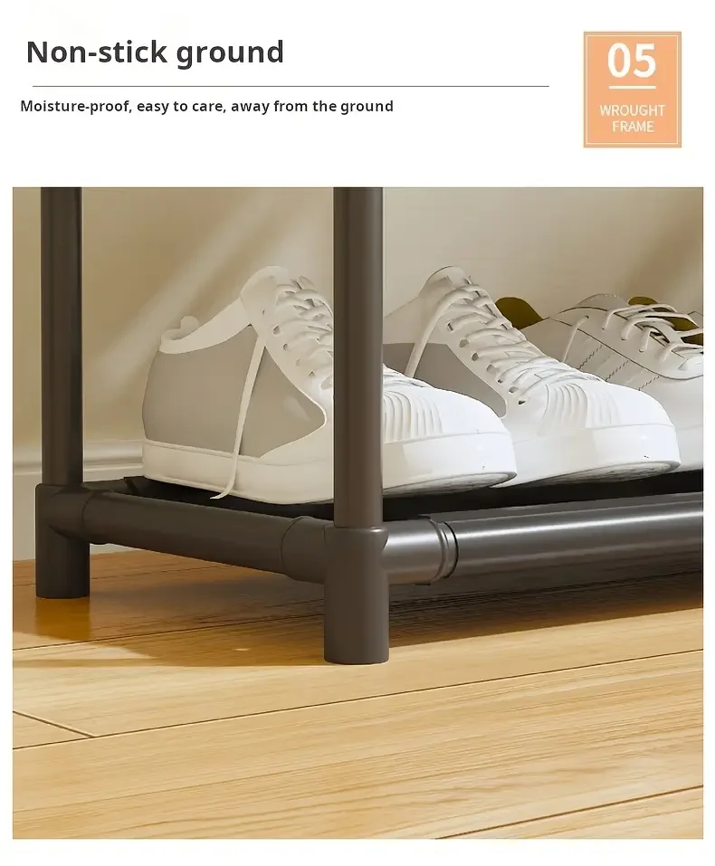 3 tier 55 freestanding metal clothing rack with shoe storage shelves entryway organizer space saving durable alloy easy assembly 120 lb capacity for small spaces shoe storage organizer Product details 10