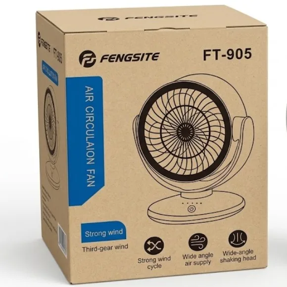 FENGSITE FT-905 Air Circulation Fan – Rechargeable Desk Fan with 3-Speed Wind