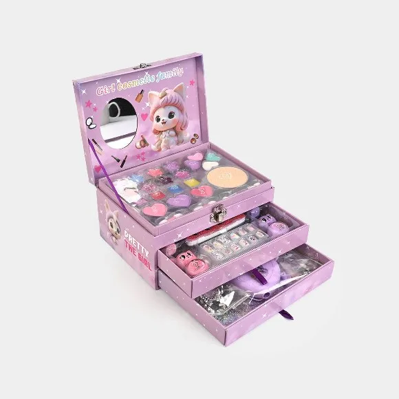 Girls Cosmetic Family Storage Box Nail Art Makeup Set