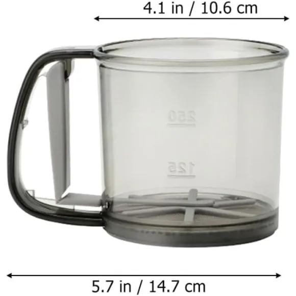 Hand Operated Flour Sieve Cup, PP Baking Sifter for Cocoa Sugar