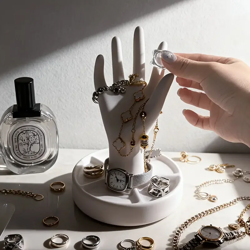1 hand shaped jewelry display stand with an elegant white end and tapered fingers suitable for rings bracelets earrings perfect gift for christmas valentines day mothers day Product details 2