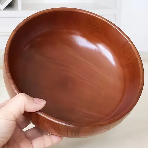 Handcrafted Solid Wood Round Bowls Noodle Bowls Rice Bowls Soup Bowls Dessert And Fruit Salad Bowls