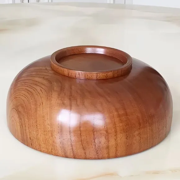 Handcrafted Solid Wood Round Bowls Noodle Bowls Rice Bowls Soup Bowls Dessert And Fruit Salad Bowls