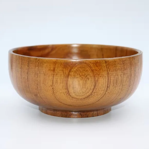 Handcrafted Solid Wood Round Bowls Noodle Bowls Rice Bowls Soup Bowls Dessert And Fruit Salad Bowls