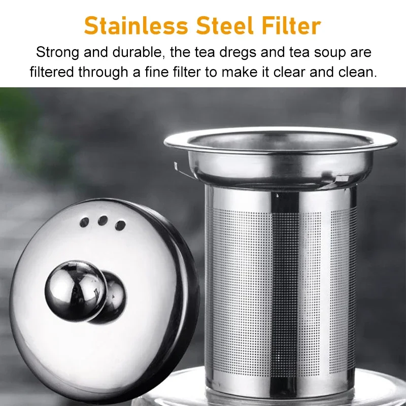 Glass Teapot 600-1000ML Coffee Tea Pot With Stainless Steel Glass Filter Infuser