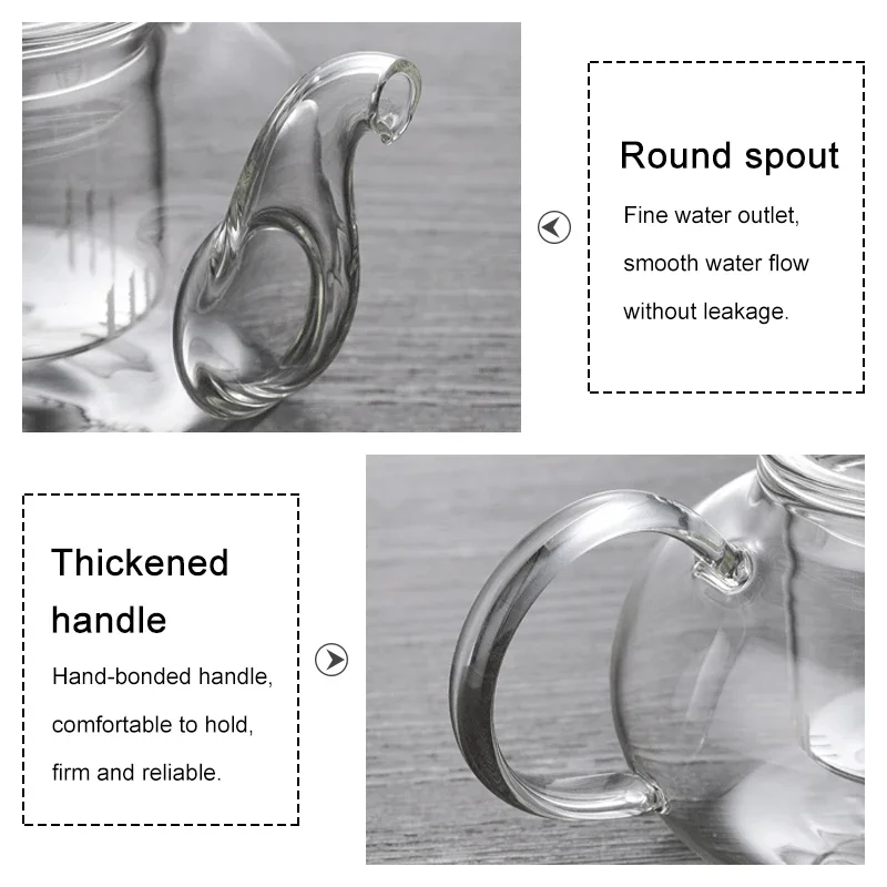 Glass Teapot 600-1000ML Coffee Tea Pot With Stainless Steel Glass Filter Infuser
