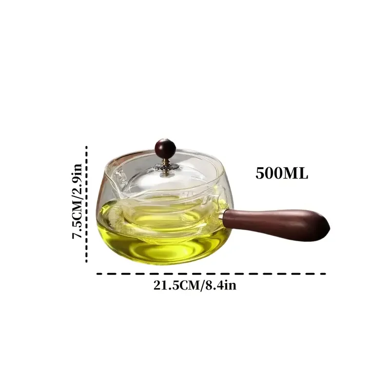 1pc high borosilicate heat resistant glass side handle teapot 500ml large capacity rotating tea insulating glass tea kettle Product details 1