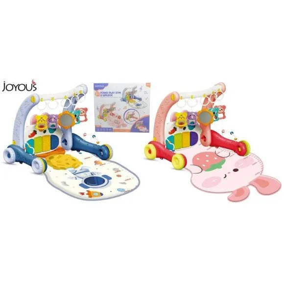 Joyous 2-in-1 Piano Play Gym and Walker Musical Baby Walker with Activity Play Mat & Hanging Toys - 9881
