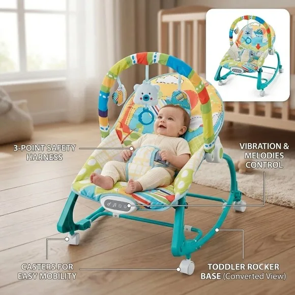 Joyous Adjustable Baby Rocker with Wheels - N-6920