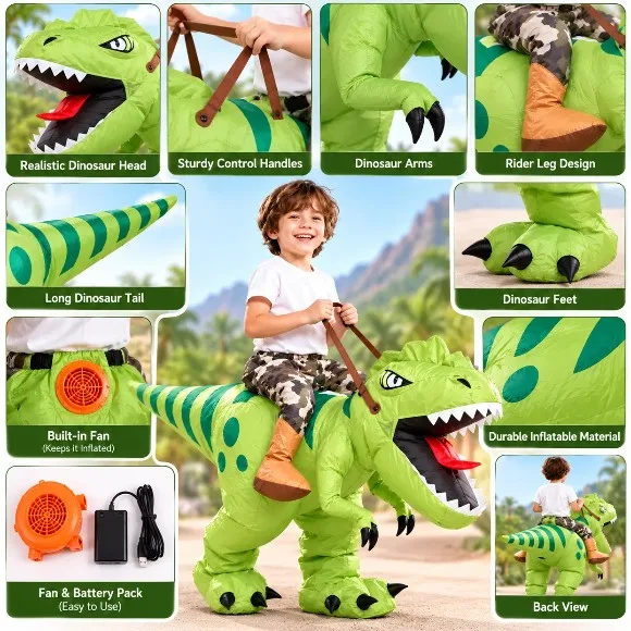 Ride On T-Rex Dinosaur Costume Kids Inflatable Dinosaur Costume