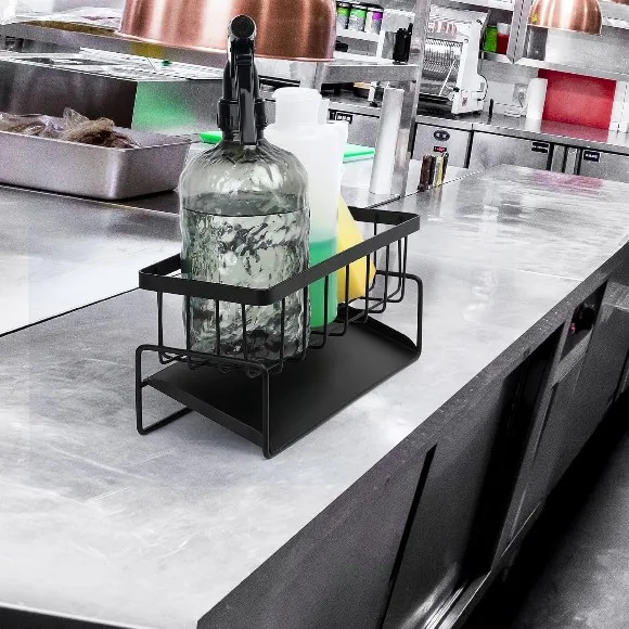Kitchen Sink Organizer Tidy Caddy with Drain Tray Sponge Holder