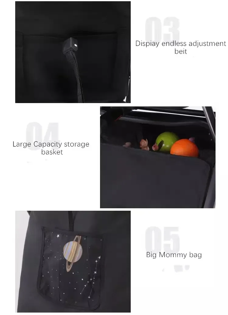 Lightweight Portable Kids Trolley Carts High Quality Baby Stroller Aluminum Frame Child Pram