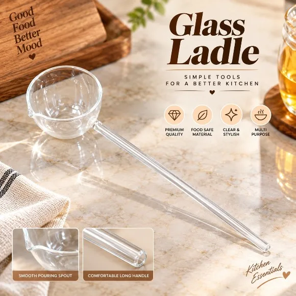 Long Handle Heat Resistant Tadka Spoon Cooking Sauce Gravy Spoon Soup Ladle Spoon for Kitchen Buffet Hot Pot,