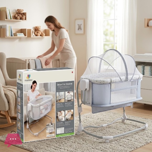Mastela 3-in-1 Deluxe 3 in 1 Bassinet Lifting Parallel Shaker Age: suitable for 0-36 months - 8601