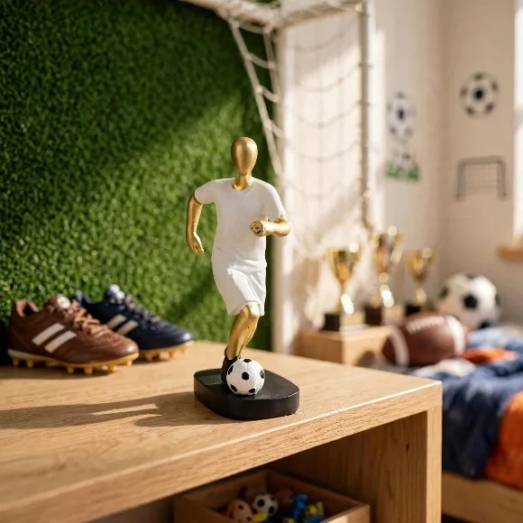 Modern Resin Football Player Figure Sculpture Home Decor