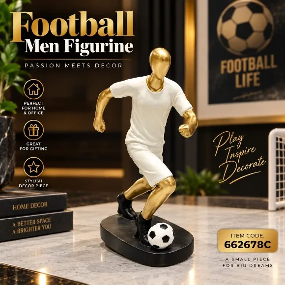 Modern Resin Football Player Figure Sculpture Home Decor