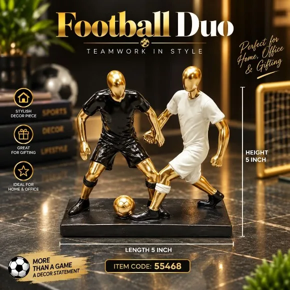 Modern Resin Football Player Figure Sculpture Home Decor