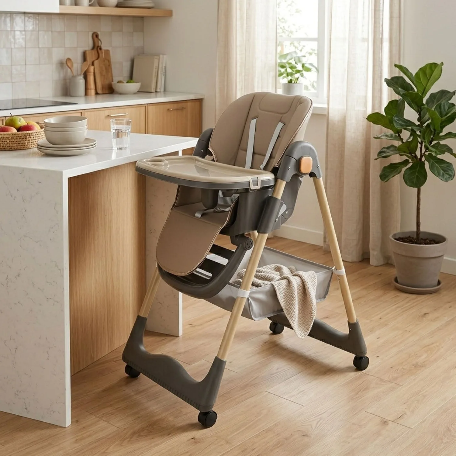 2-in-1 Multifunctional Baby High Chair & Feeding seat with wheels - HC-330