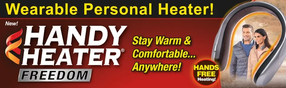 Ontel Handy Heater Freedom - Wearable Neck Heater for Cold Winters, Cordless Personal Heater for on-The-Go Heating, USB Rechargeable