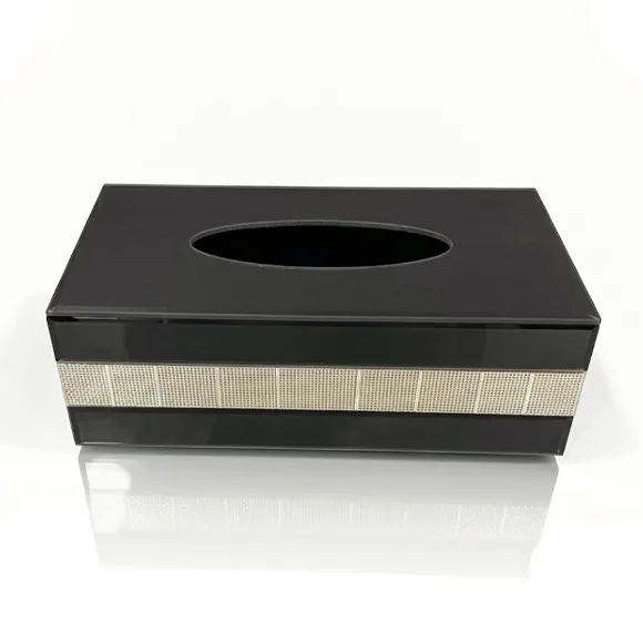 Orchid Crystal Glass Tissue Box