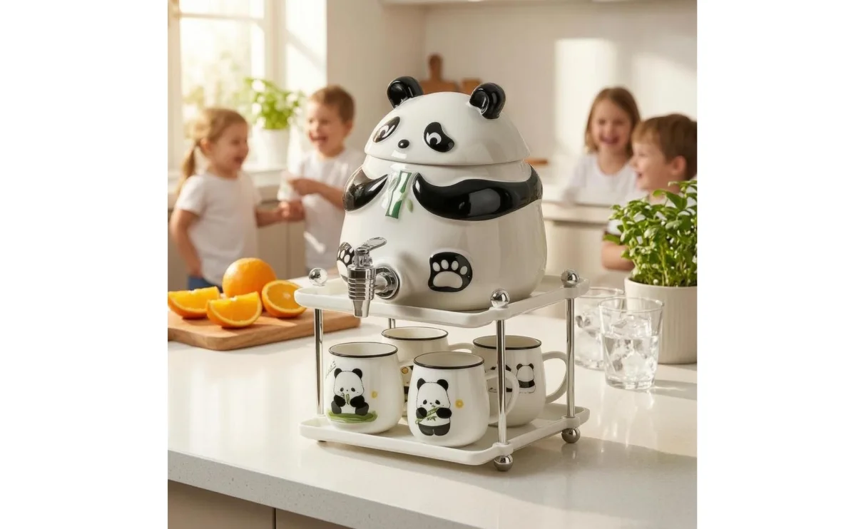 Panda Water Dispenser Front Tap Ceramic Water Dispenser Household Container Fitted Lid Tableware Glossy Panda Water Dispenser Front Tap Ceramic Water Dispenser Household Container Fitted Lid Tableware Glossy