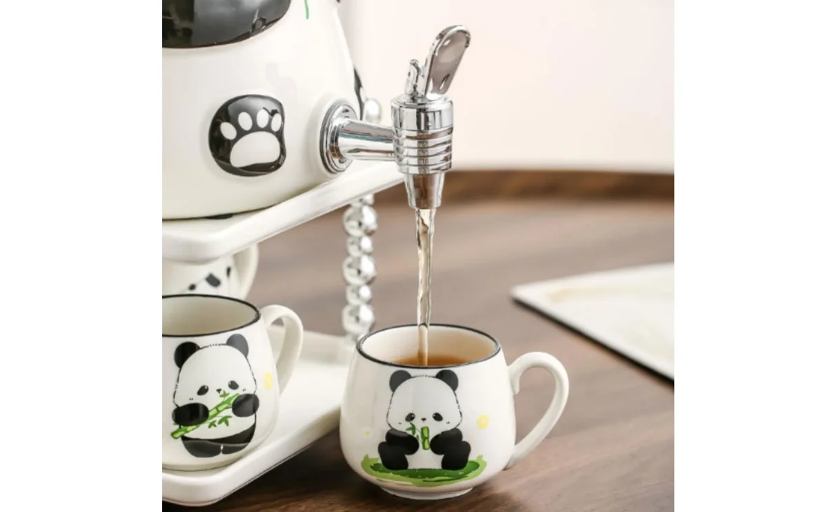 Panda Water Dispenser Front Tap Ceramic Water Dispenser Household Container Fitted Lid Tableware Glossy Panda Water Dispenser Front Tap Ceramic Water Dispenser Household Container Fitted Lid Tableware Glossy