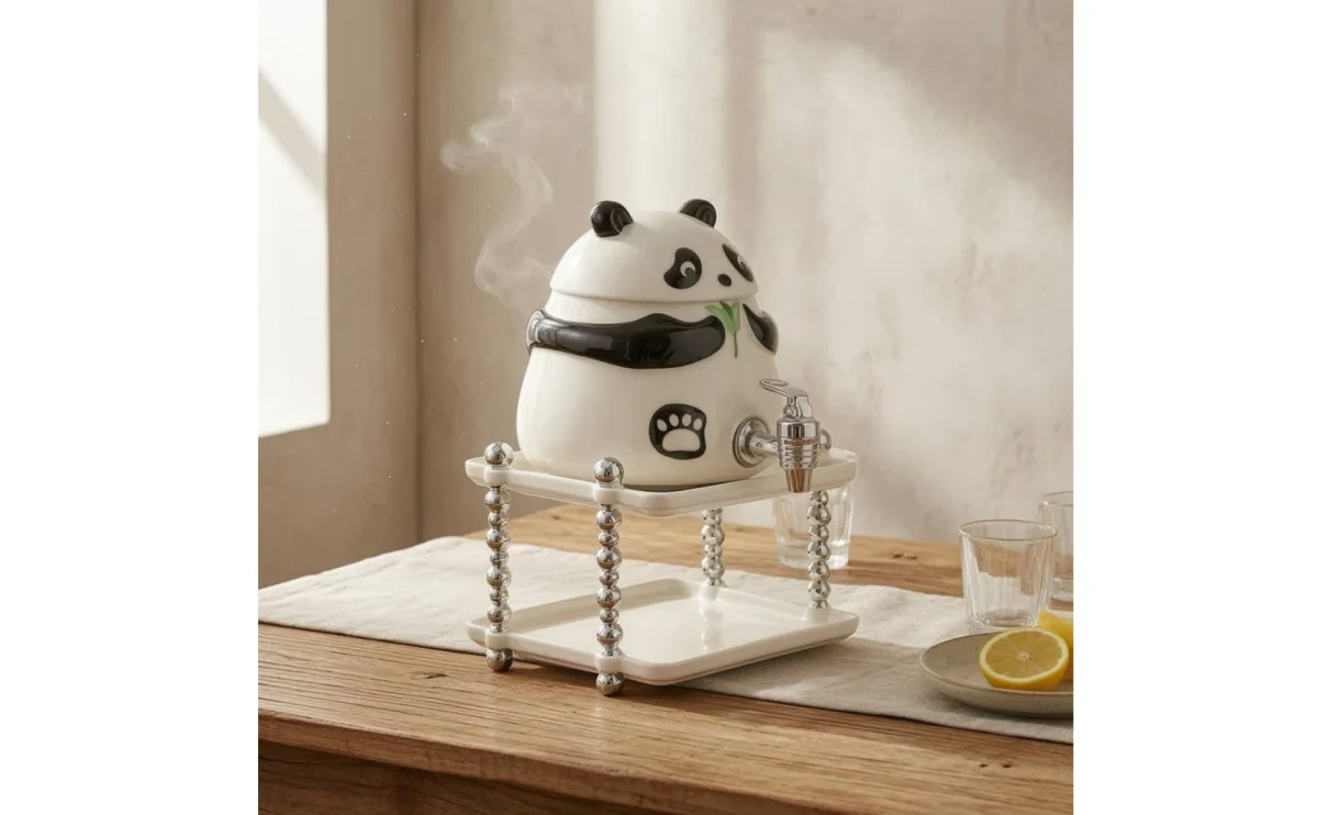 Panda Water Dispenser Front Tap Ceramic Water Dispenser Household Container Fitted Lid Tableware Glossy Panda Water Dispenser Front Tap Ceramic Water Dispenser Household Container Fitted Lid Tableware Glossy