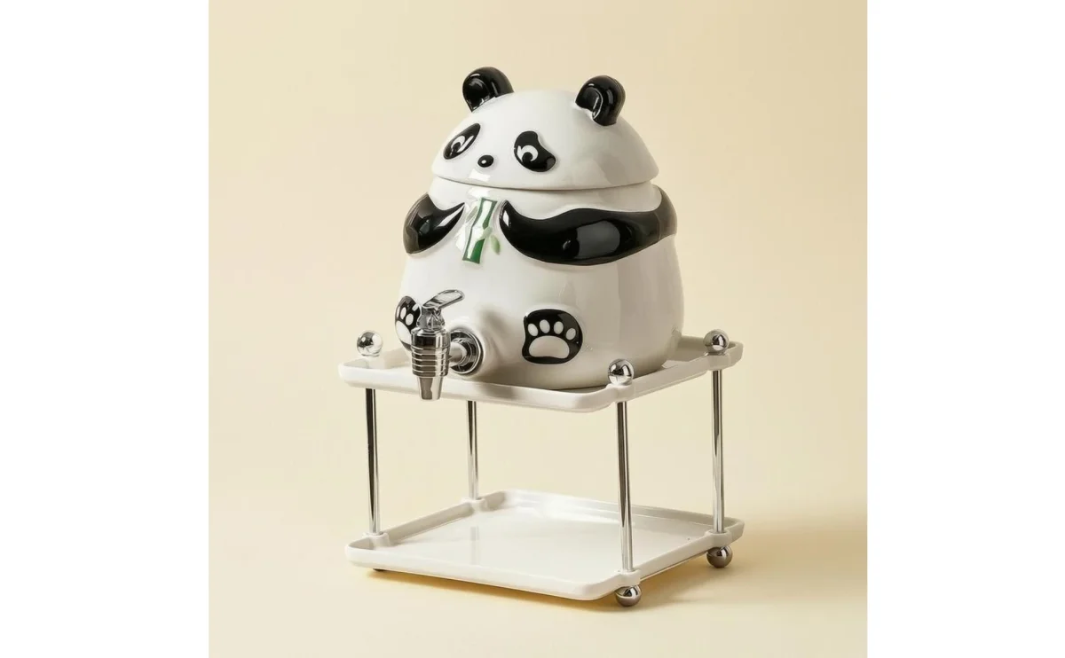 Panda Water Dispenser Front Tap Ceramic Water Dispenser Household Container Fitted Lid Tableware Glossy Panda Water Dispenser Front Tap Ceramic Water Dispenser Household Container Fitted Lid Tableware Glossy