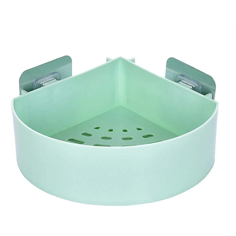 Plastic Wall Mount Triangle Shape Corner Shelf Basket Shower Caddy Rack Storage Shelves Shampoo Holder for Bathroom Kitchen