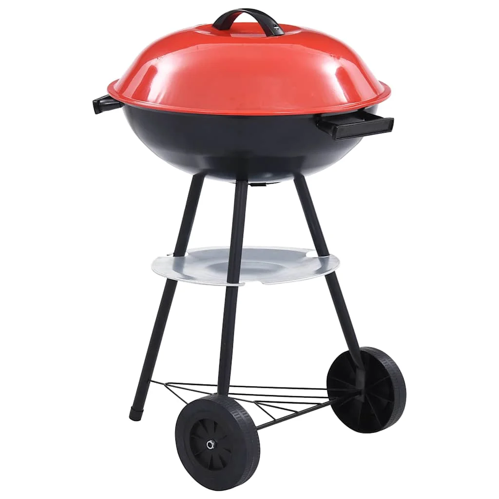 Portable XXL Charcoal Kettle BBQ Grill with Wheels 44 cm vidaXL