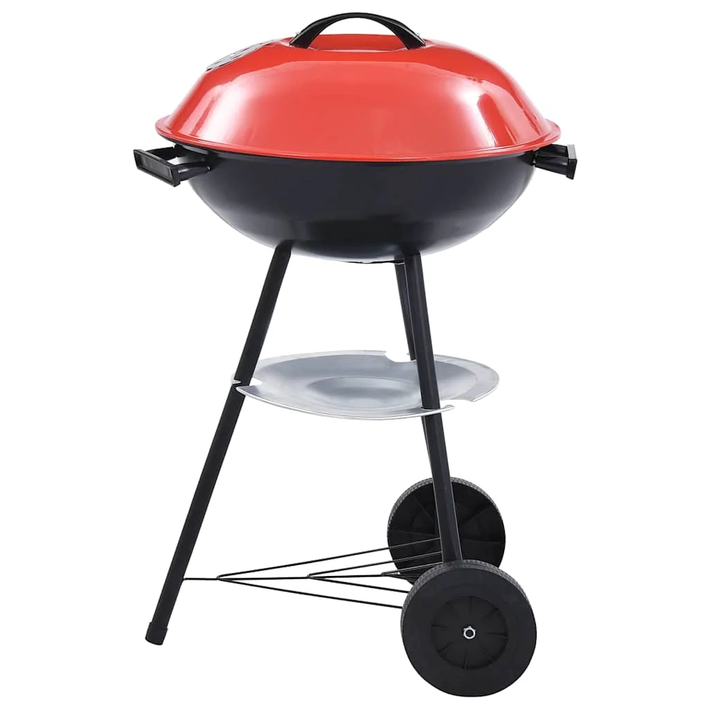 Portable XXL Charcoal Kettle BBQ Grill with Wheels 44 cm vidaXL