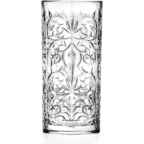 RCR Cristalleria Italiana Tattoo Luxury Crystal Long Drink Water Juice Glass Tumbler - Set of 6 368ml - Italy Made