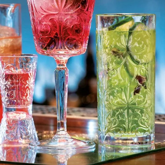 RCR Cristalleria Italiana Tattoo Luxury Crystal Long Drink Water Juice Glass Tumbler - Set of 6 368ml - Italy Made