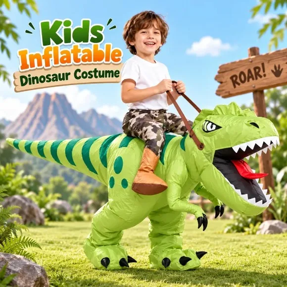 Ride On T-Rex Dinosaur Costume Kids Inflatable Dinosaur Costume