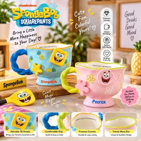 3D SpongeBob Ceramic Mugs Coffee Cups