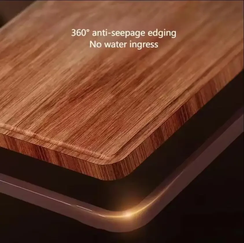 Kitchenware Bamboo Double Side Stainless Steel Chopping Board Block Wood Antibacterial Multifunctional Cutting Board with Handle