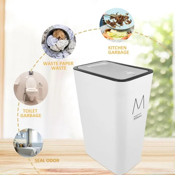 Modern Press Top Slim Plastic Rubbish Bin 12Liter